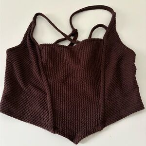 Urban Outfitters Brown Textured Crop Top